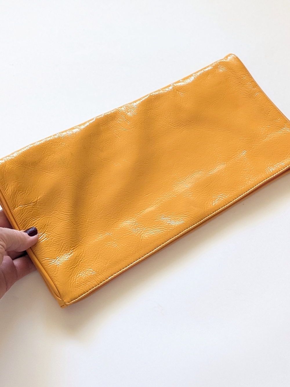 Hobo International Yellow Patent Leather Foldover Clutch Bag